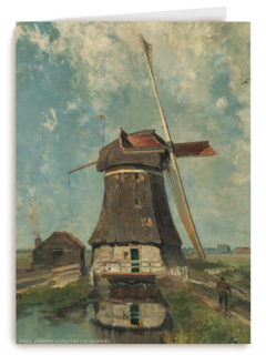 studio art kaart blanco met een nederlandse molen