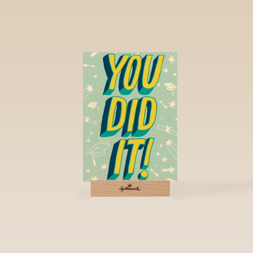 Geslaagdkaart you did it blauw met geel