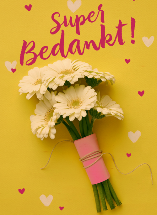 Houten Kaart Juf Of Meester | Houten Kaart Hallmark | Juf Of Meester | Super Bedankt Met Een Bos Bloemen