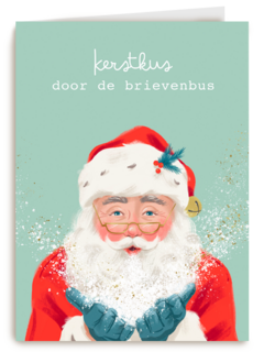 Kerstkaart kerstman kerstkus