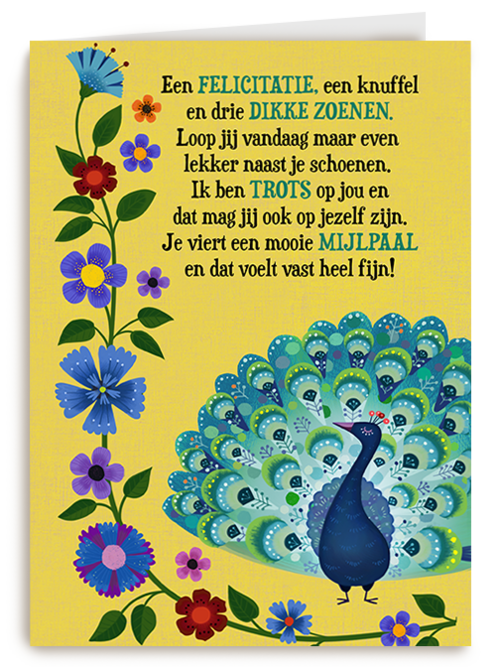 Kaart | Compliment | Compliment Kaart Trots Als Een Pauw Mijlpaal