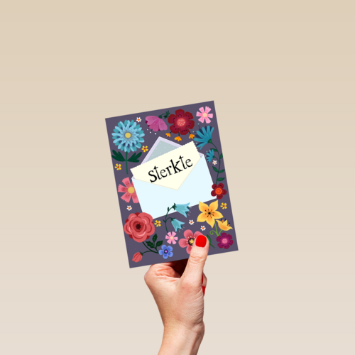 Sterkte kaart envelop en bloemen