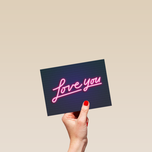 Liefde kaart neon Love you