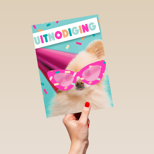 een uitnodiging van deze partyhond