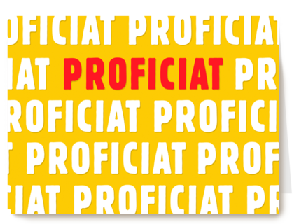Zakelijke gele felicitatiekaart met de tekst "Proficiat"