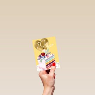 verjaardagskaart voor 70 jaar met cake