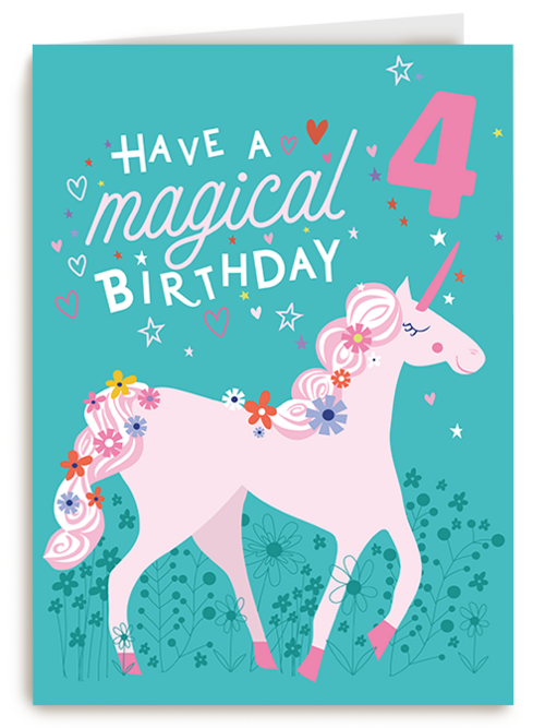 Kaart Hallmark | Kaart Met Leeftijden | Verjaardagskaart Unicorn Met Leeftijd
