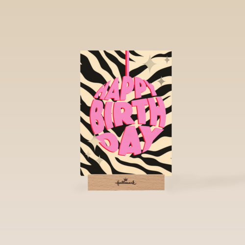 verjaardag kaart hip happy birthday pink balloon