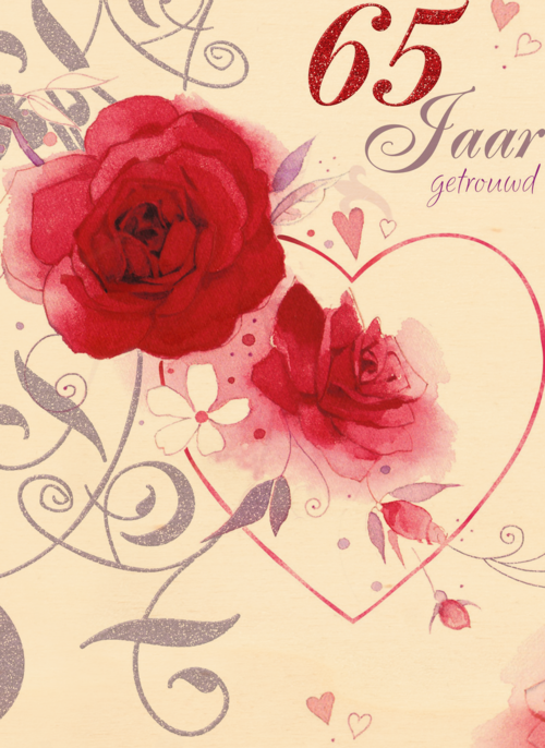 Houten Kaart Huwelijksjubileum | Houten Kaart Hallmark | Huwelijksjubileum | Jubileum Briljant 65 Jaar Getrouwd