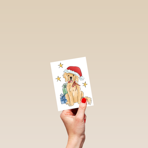 Kerstkaart hart onder de riem Hond met kerstmuts matia studio