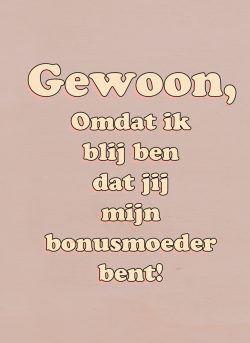 Houten Kaart Moederdag | Houten Kaart Hallmark | Moederdag | Moederdag Kaart Hip Blij Dat Jij Mijn Bonusmoeder Bent
