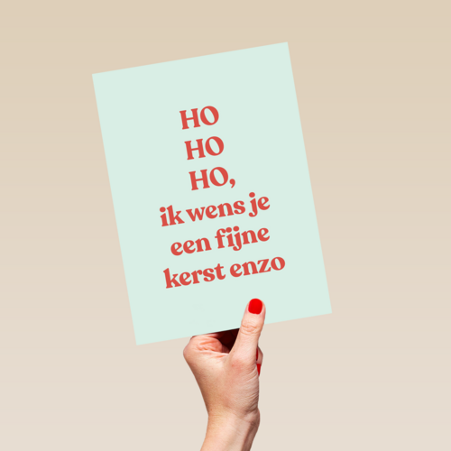 kerstkaart hohoho ik wens je fijne kerst enzo