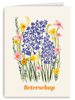 Beterschapskaart klassiek met bloemen