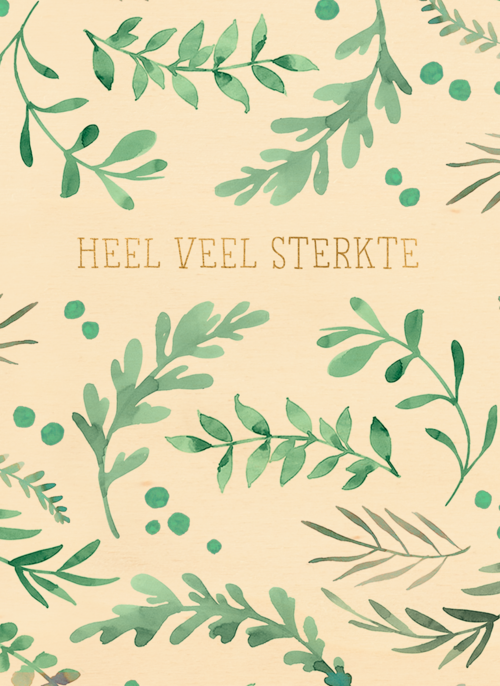 Houten Kaart Condoleance Kaarten | Houten Kaart Hallmark | Condoleance Kaarten | Heel Veel Sterkte Met Groene Takken