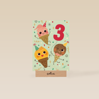 Verjaardagskaart ijsjes en leeftijd