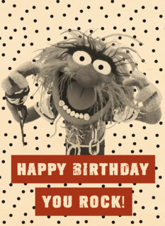 verjaardag kaart muppets animal happy birthday you rock