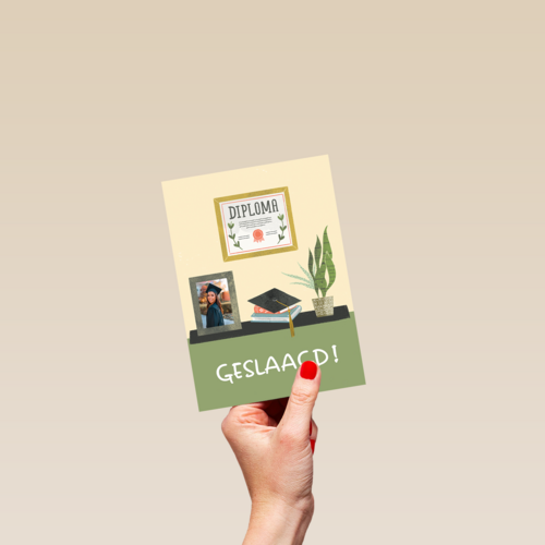 geslaagd fotokaart bureau met foto
