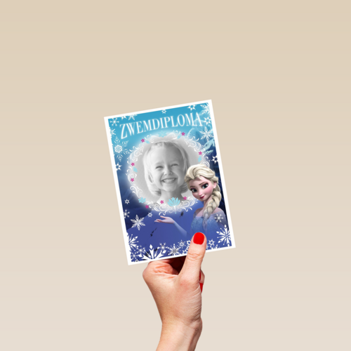fotokaart zwemdiploma disney frozen gefeliciteerd