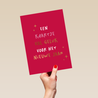 Een Kaartje Vol Geluk Voor Het Nieuwe Jaar