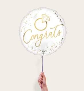 Ballon Ring Wit Goud Congrats