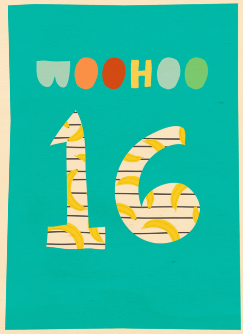 Verjaardagskaart woohoo 16 tiener jongen