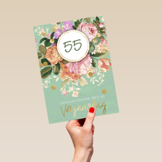 Verjaardagskaart bloemen met leeftijd