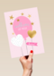 babykaart dochter welkom lief meisje roze ballon