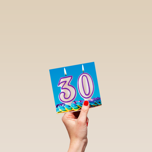 verjaardag kaart 30 kaarsjes
