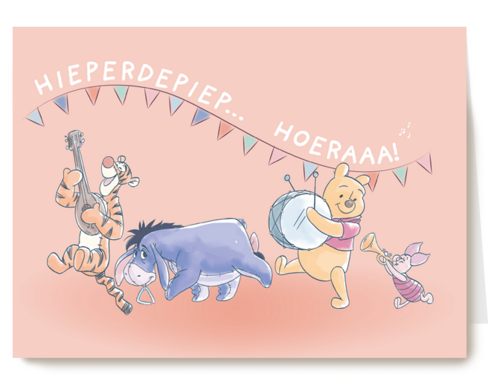winnie de poeh hieperdepiep hoeraaa kaart