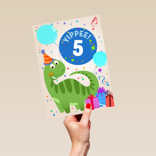 Verjaardagskaart dino yippee leeftijd