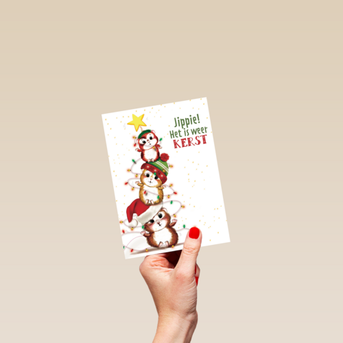 kerstkaart jippie het is weer kerst