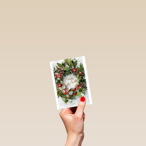 kerstkaart klassiek vrolijke kerst kerstkrans
