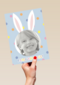 fotokaart feestelijke paasgroetjes met paasoren