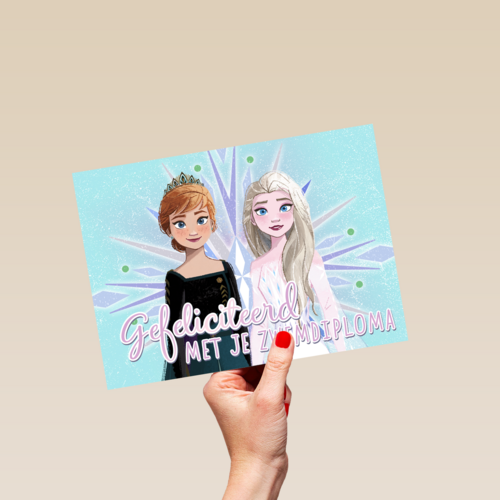 gefeliciteerd van Elsa en Anna van Frozen met je zwemdiploma