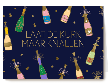 nieuwjaar kaart laat de kurk maar knallen