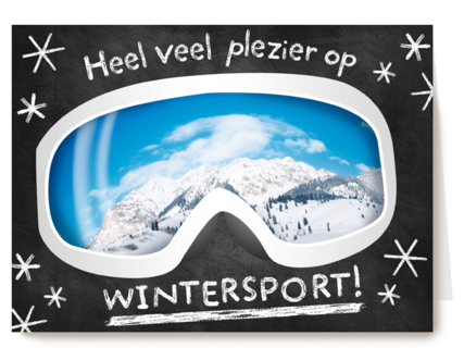 schoolbord heel veel plezier op wintersport