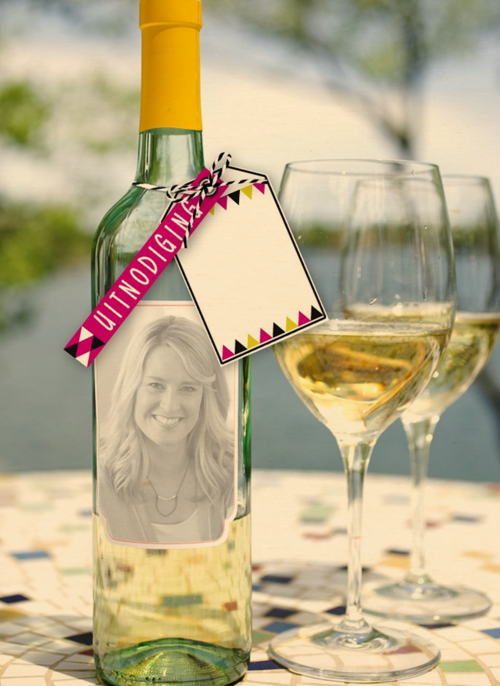 Houten Kaart Verjaardagsfeest Feest | Fotokaart Fles Wijn En Glazen 35 Jaar