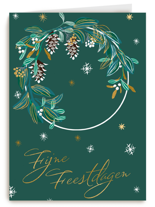 Stijlvolle kerstkaart kerstkrans