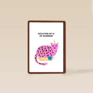 verjaardagskaart voor 19 jaar met roze kaart