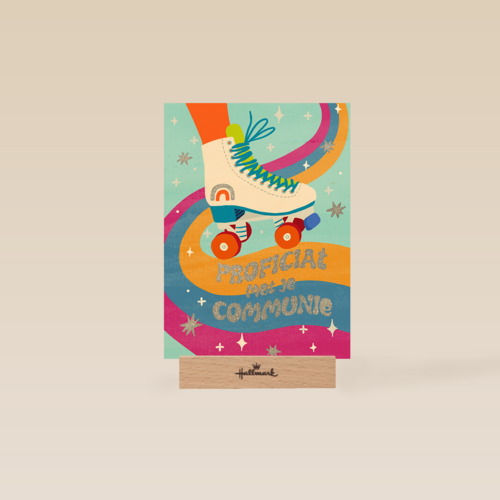 Houten Kaart Communie | Houten Kaart Hallmark | Communie | Communie Proficiat Rolschaats