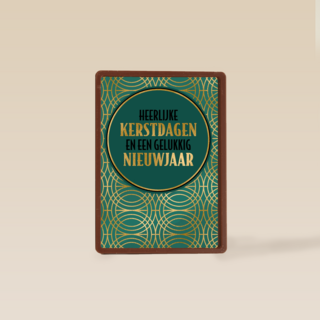 Stijlvolle kerstkaart goud met groen