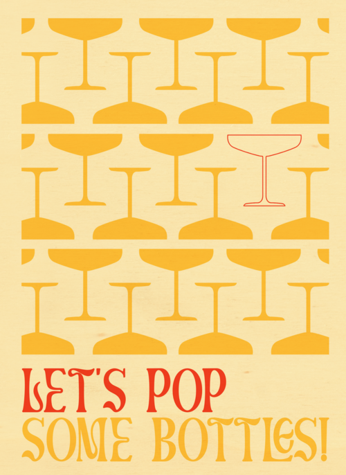 Nieuwjaar kaart lets pop some bottles