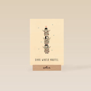 bikke winter knuffel pinguin kaart