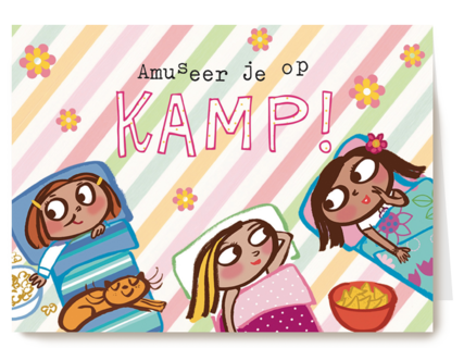 op kamp kaart voor meisjes amuseer je op kamp