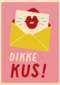 Zomaar kaartje dikke kus roze