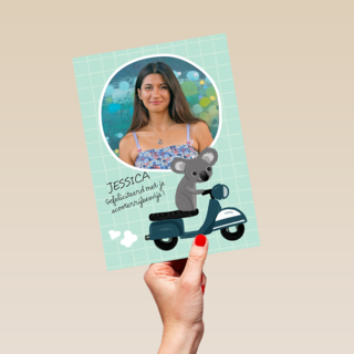 Scooter rijbewijs gefeliciteerd met naam en foto