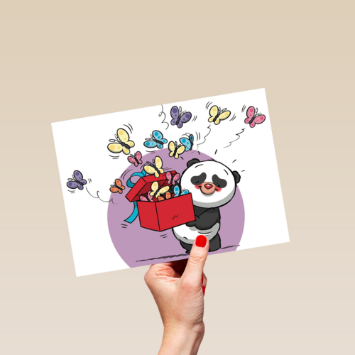 funny mail blanco pandabeer met vlinders