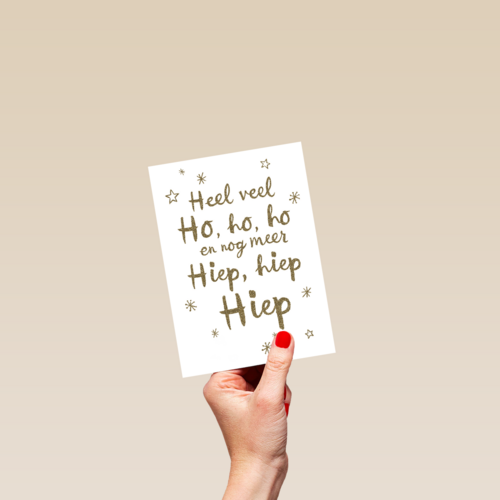 kerstkaart sterren Heel veel ho ho ho en meer hiep hiep hiep