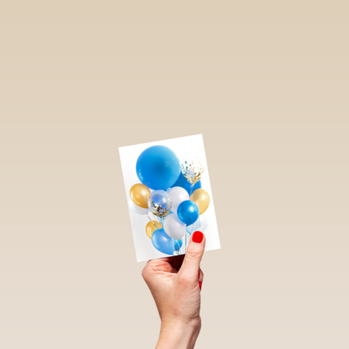 van harte met deze blauwe ballonnen
