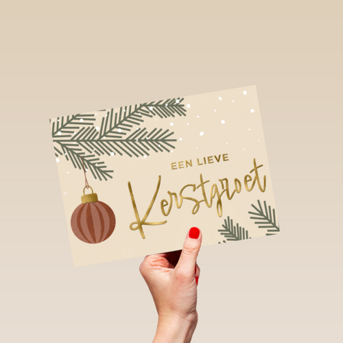 een lieve kerstgroet op beige achtergrond